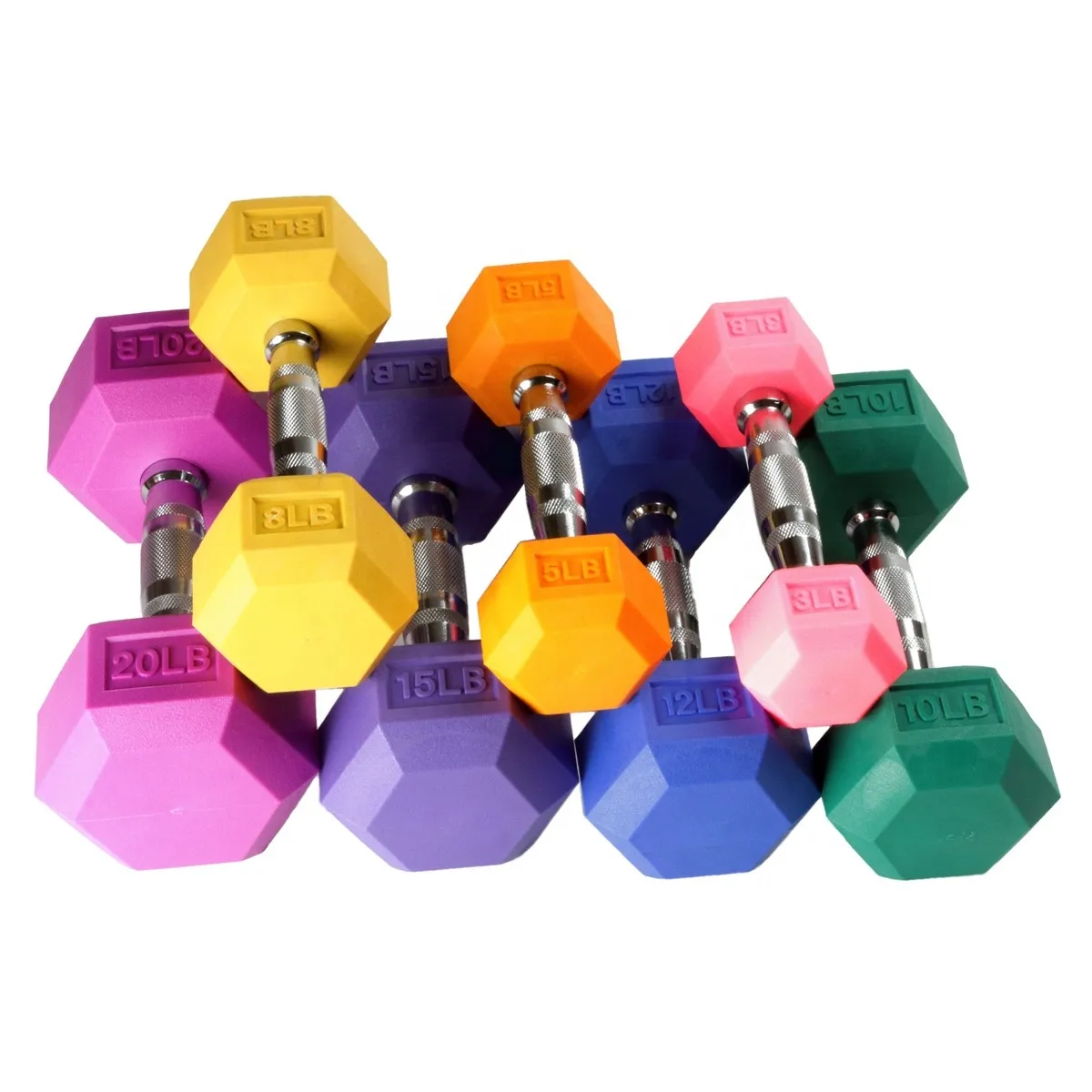 rubber coated hex dumbbells