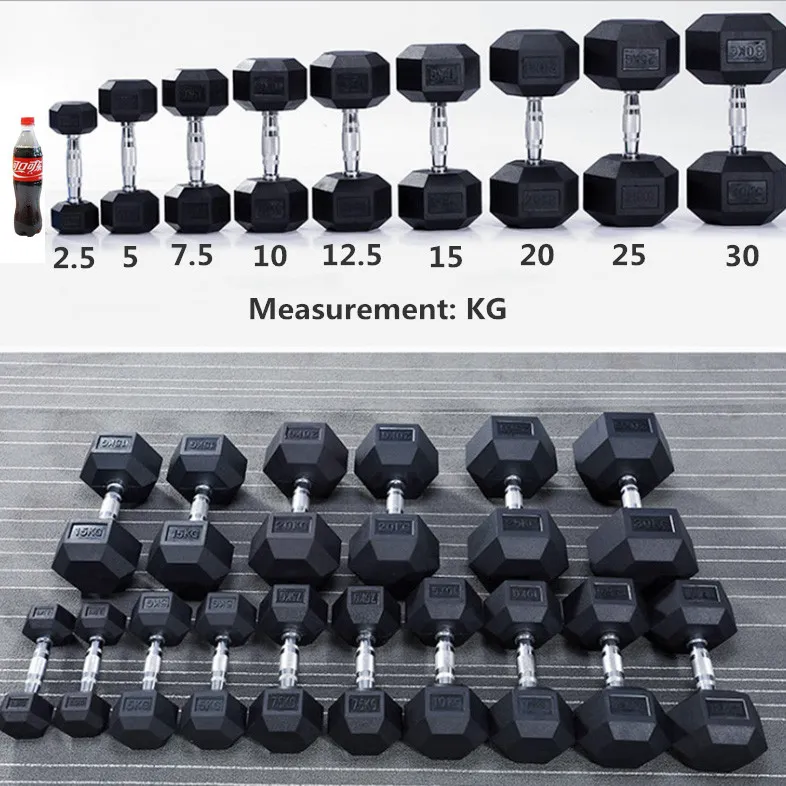 Rubber Coated Hex Dumbbells